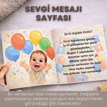 Doğum Günü Kitabı İsme Özel Fotoğraftan Çizimli